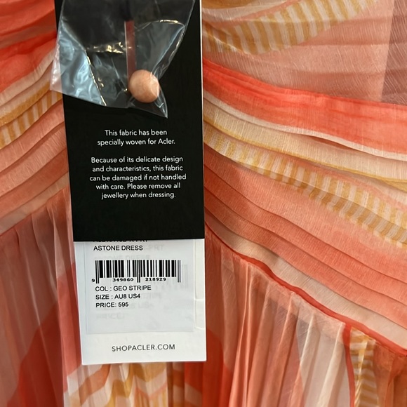 Acler NWT Astone Stripe Midi Dress US 4 - Picture 6 of 9